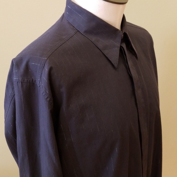 👔Versace Classic V2 Black Silver Striped Shirt👔 - Picture 4 of 8